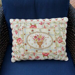 Needlepoint floral pillow
